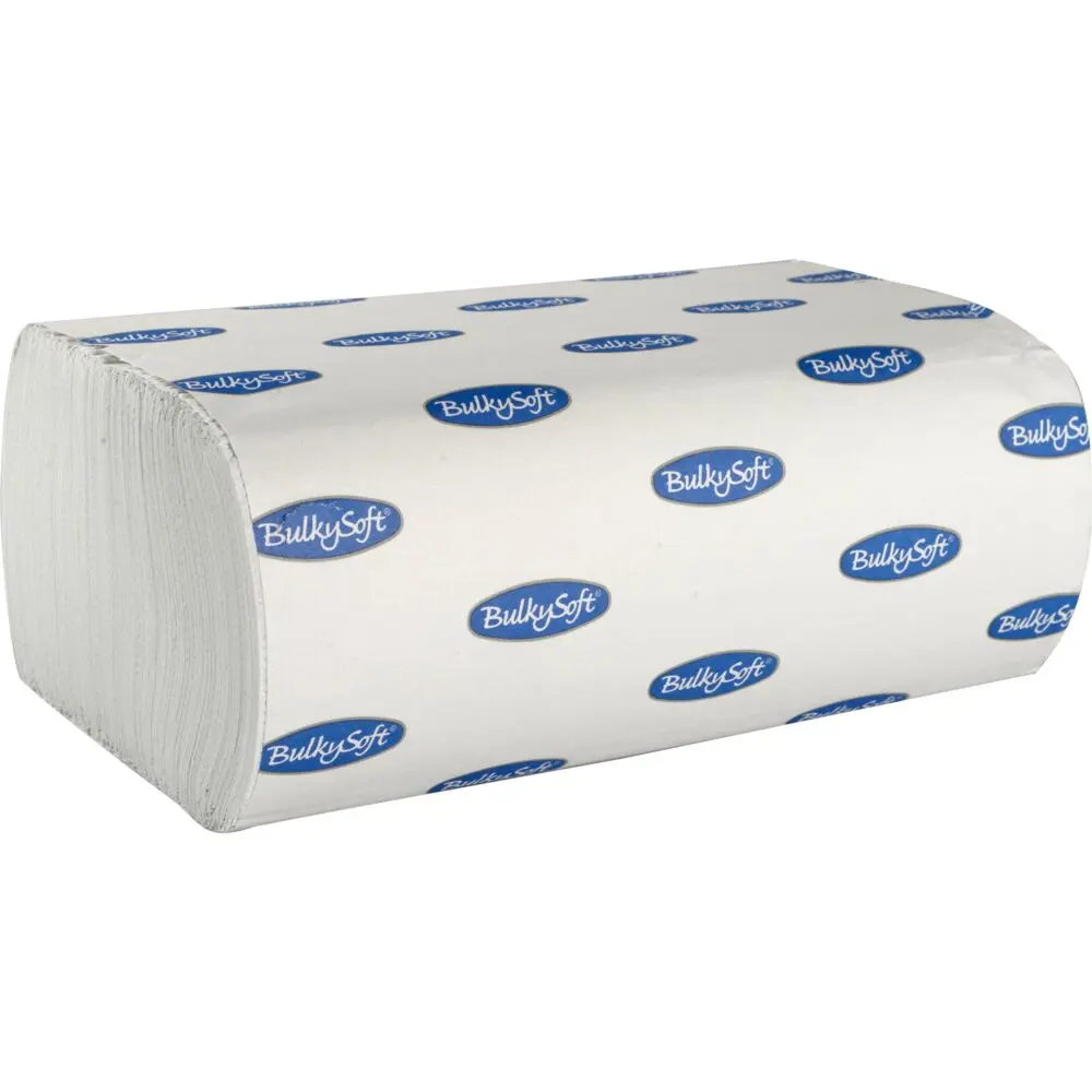 [1999912080] Håndklædeark, Bulkysoft, 2-lags, Z-fold, 24x20cm, 8 cm, hvid, genanvendt papir (3750 ark/krt)