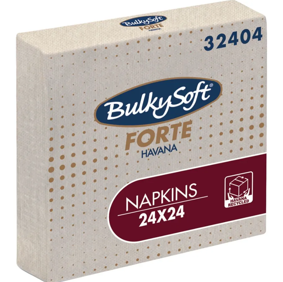 Kaffeserviet, Bulkysoft Havana, 2-lags, 1/4 fold, 24x24cm, sand, genanvendt papir (2000stk)