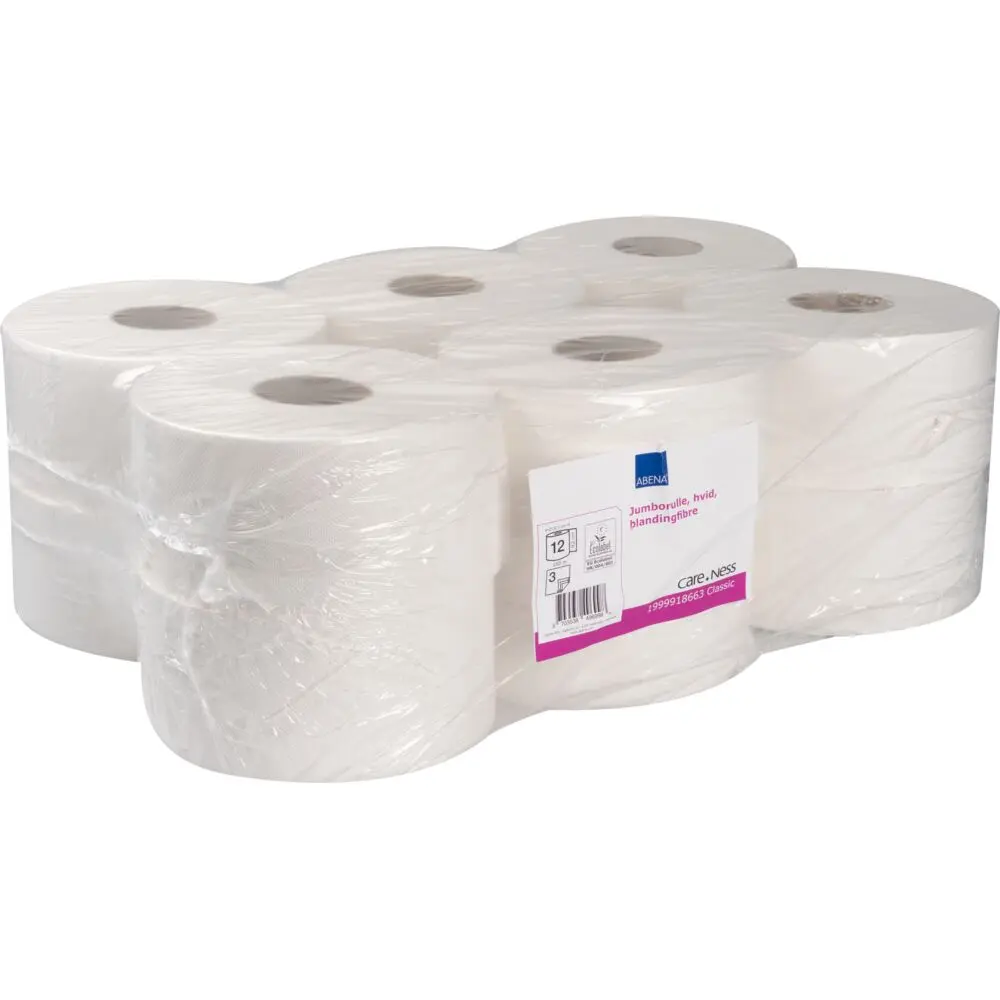 [1999918663] Jumborulle, Care-Ness Classic, 3-lags, Mini, 150m x 9,2cm, Ø18,5cm, hvid, blandingsfibre (12 rl/krt)