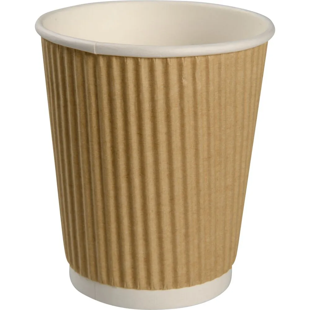 [199990030501] Kaffebæger, Ø8cm, 24 cl, brun, 8 oz, ripple (500 stk/krt)