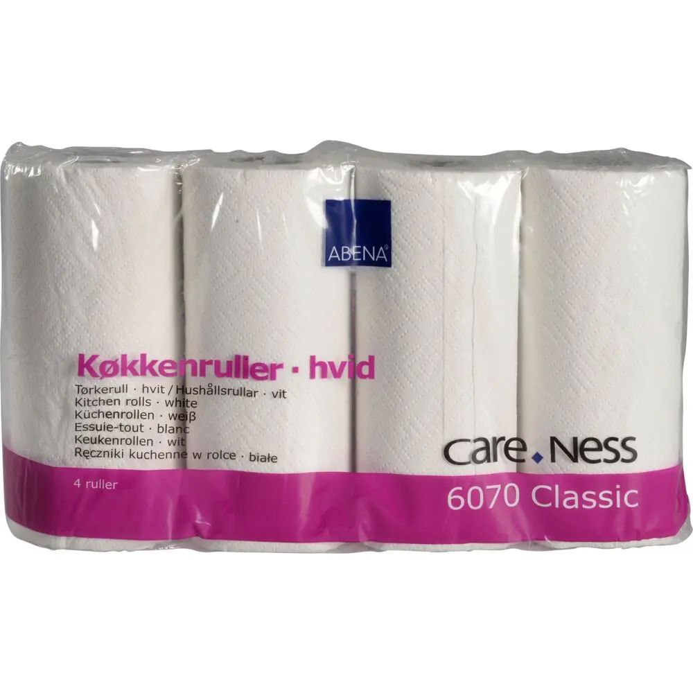 Køkkenrulle, ABENA Care-Ness Classic, 2-lags, 17,85m x 22cm, Ø10,5cm, hvid, blandingsfibre (28rl/krt)