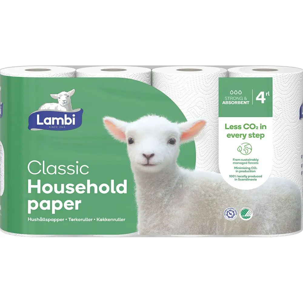 [1000027325] Køkkenrulle, Lambi, 2-lags, 12,33m x 22cm, Ø11,2cm, hvid, nyfiber (20rl/krt)