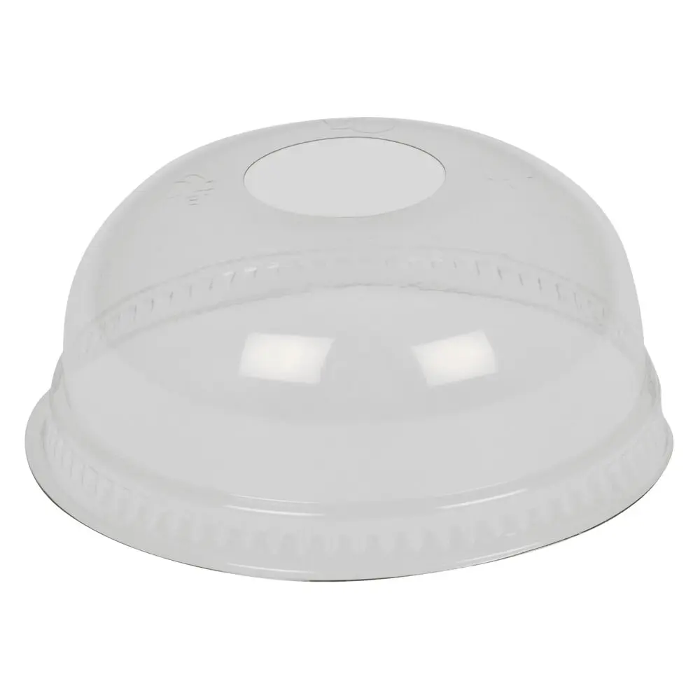 Låg, Ø9,5cm, klar, PET/RPET hvælvet med hul (800 stk/krt)