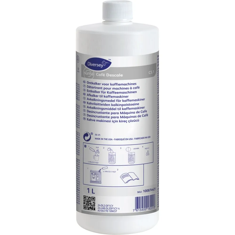 Maskinafkalker, Diversey Suma Café Descale C5.1, 1 l, til kaffemaskine, uden farve og parfume (4 stk/krt)