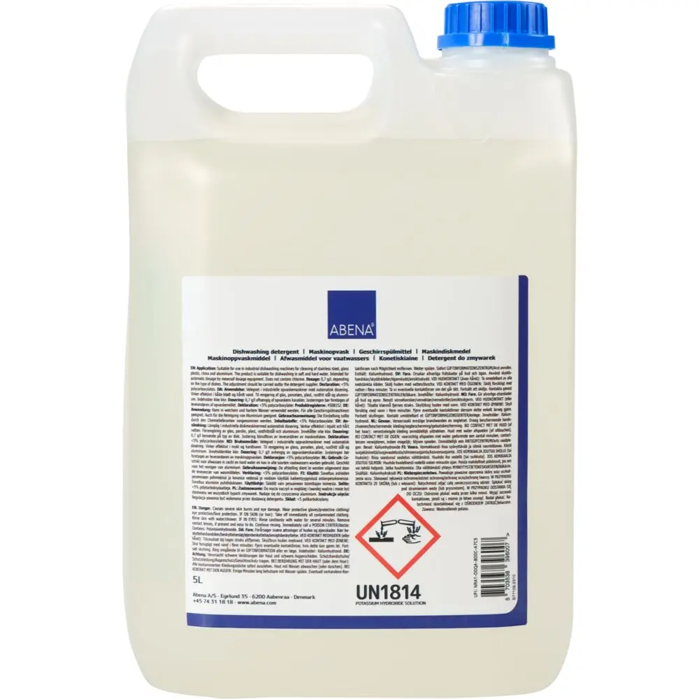 [100001385901] Maskinopvask, ABENA Puri-Line, 5 l, alusikker, uden klor, farve og parfume (2 stk/krt)