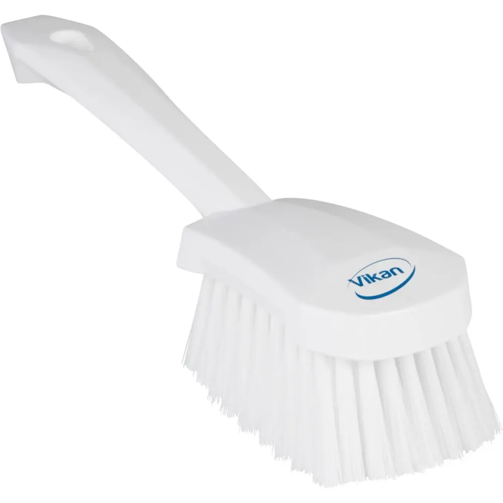 Opvaskebørste, Vikan, 27cm, hvid, polyester/PP/rustfrit stål, m/kort skaft, blød (1 stk)