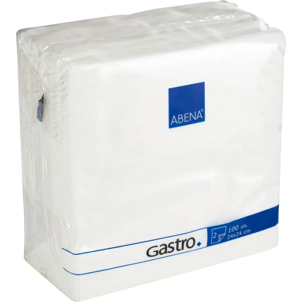 Serviet, 2-lags, 1/4 fold, 24x24cm, hvid, nyfiber (4000 stk)