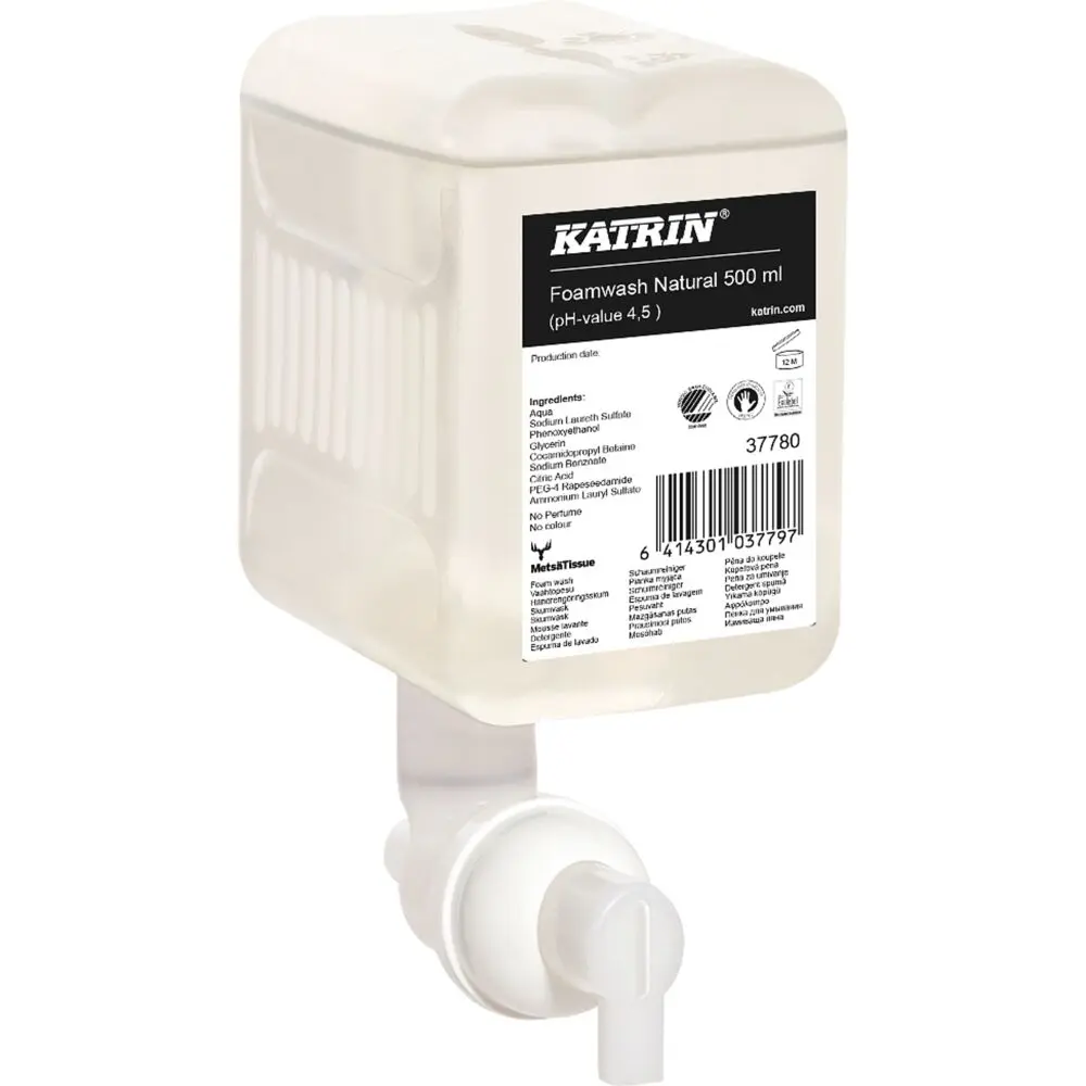 [1000008488] Skumsæbe, Katrin, 500 ml, uden farve og parfume, 0,4 ml pr. dosering (12 stk)