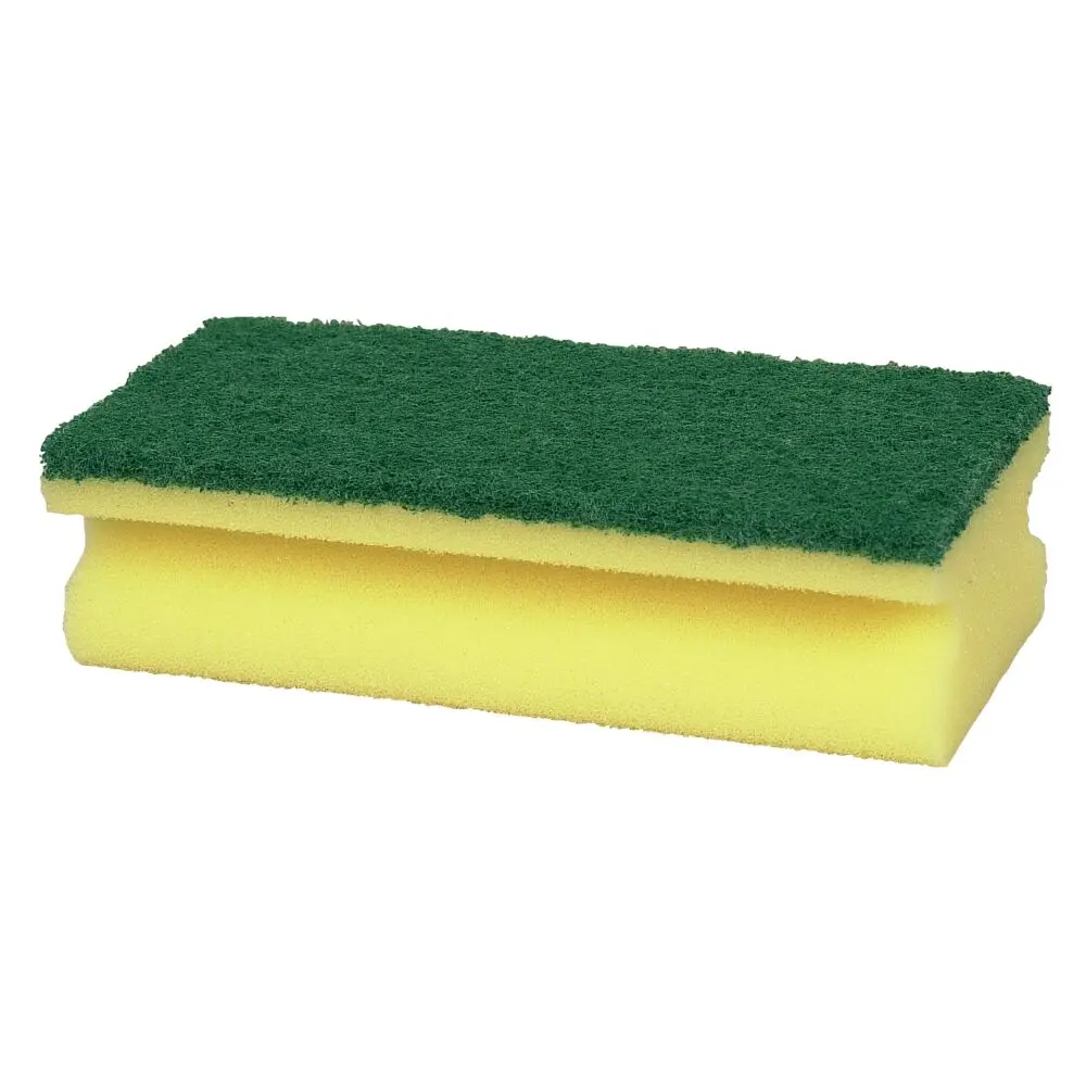 Skuresvamp, 14,3x6,9x4,5cm, grøn, nylon/polyester/polyether, grov skureeffekt (10 stk/pk)