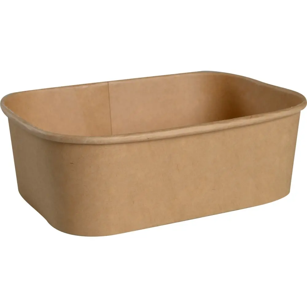 Skål, 17x12x5,5cm, 750 ml, brun, kraft/PE, 26 oz, rektangulær (300 stk/krt)