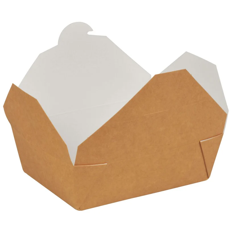 Takeaway boks, 14x10x5cm, 750 ml, brun, kraft/PE, stor (300 stk/krt)