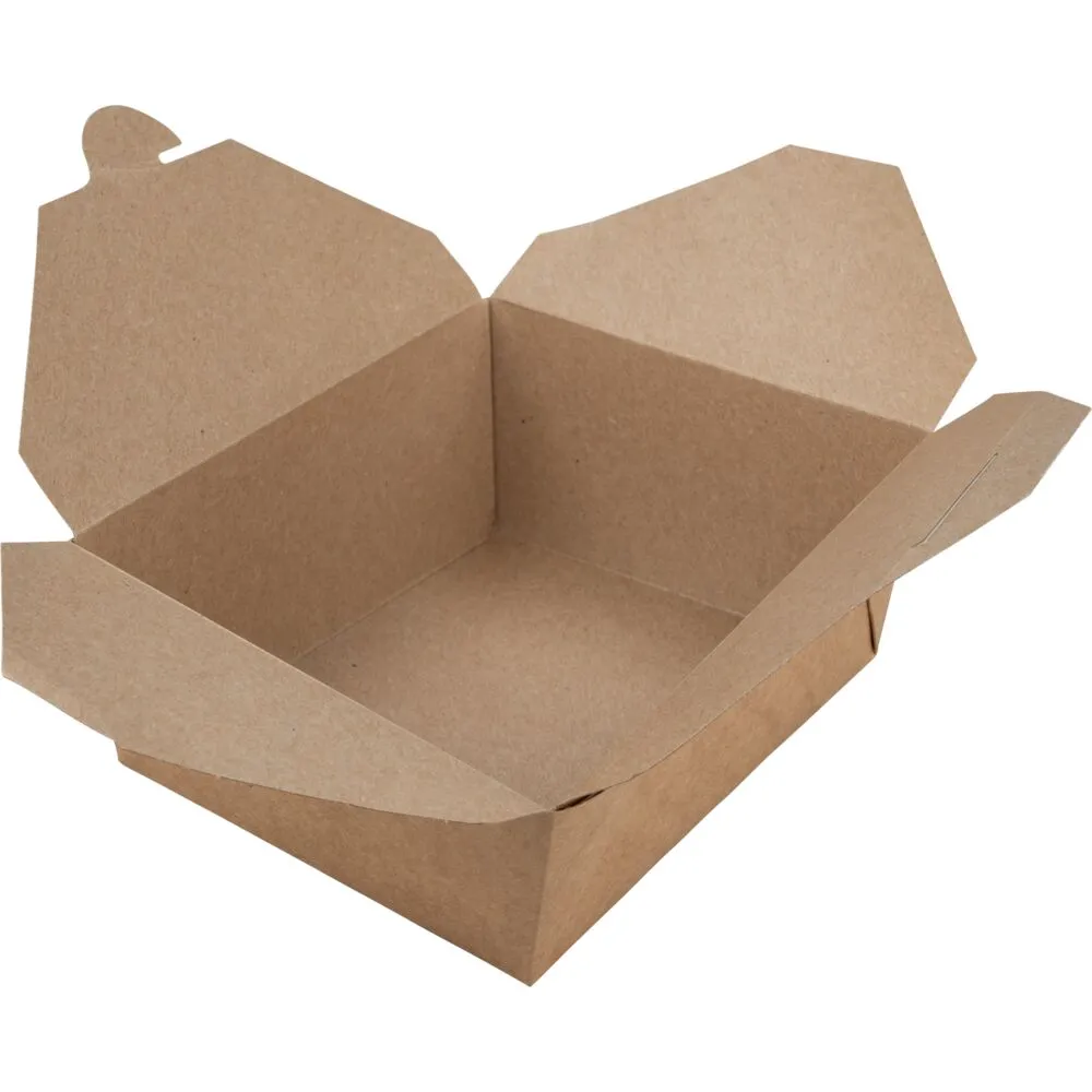 Takeaway boks, 17x14x6,5cm, 1420 ml, brun, kraft/PE (300 stk/krt)