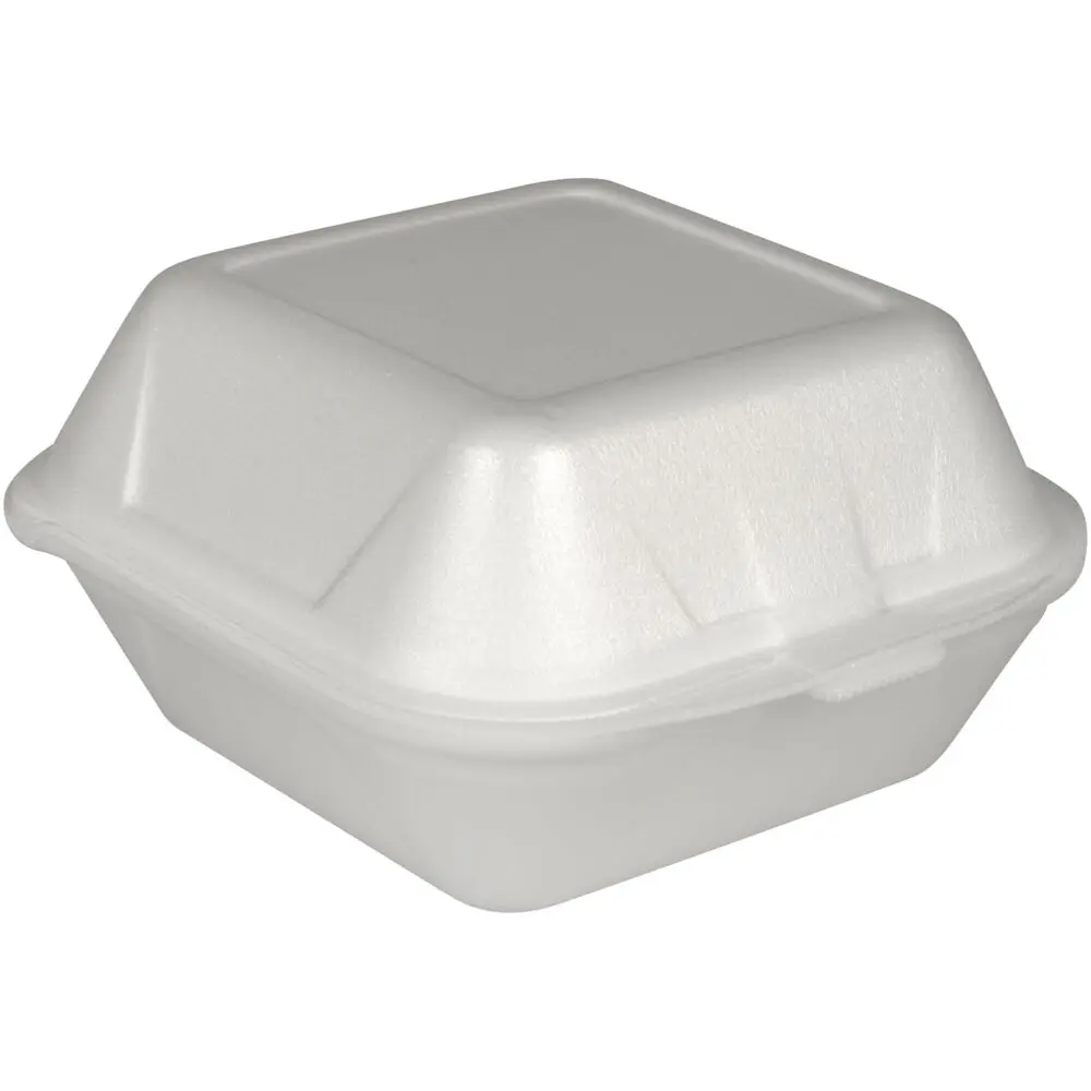 [576405] Burgerboks, 13,5x12,5x7cm, 500 ml, hvid, XPS, 1.150 ml, med hængslet låg (500 stk)