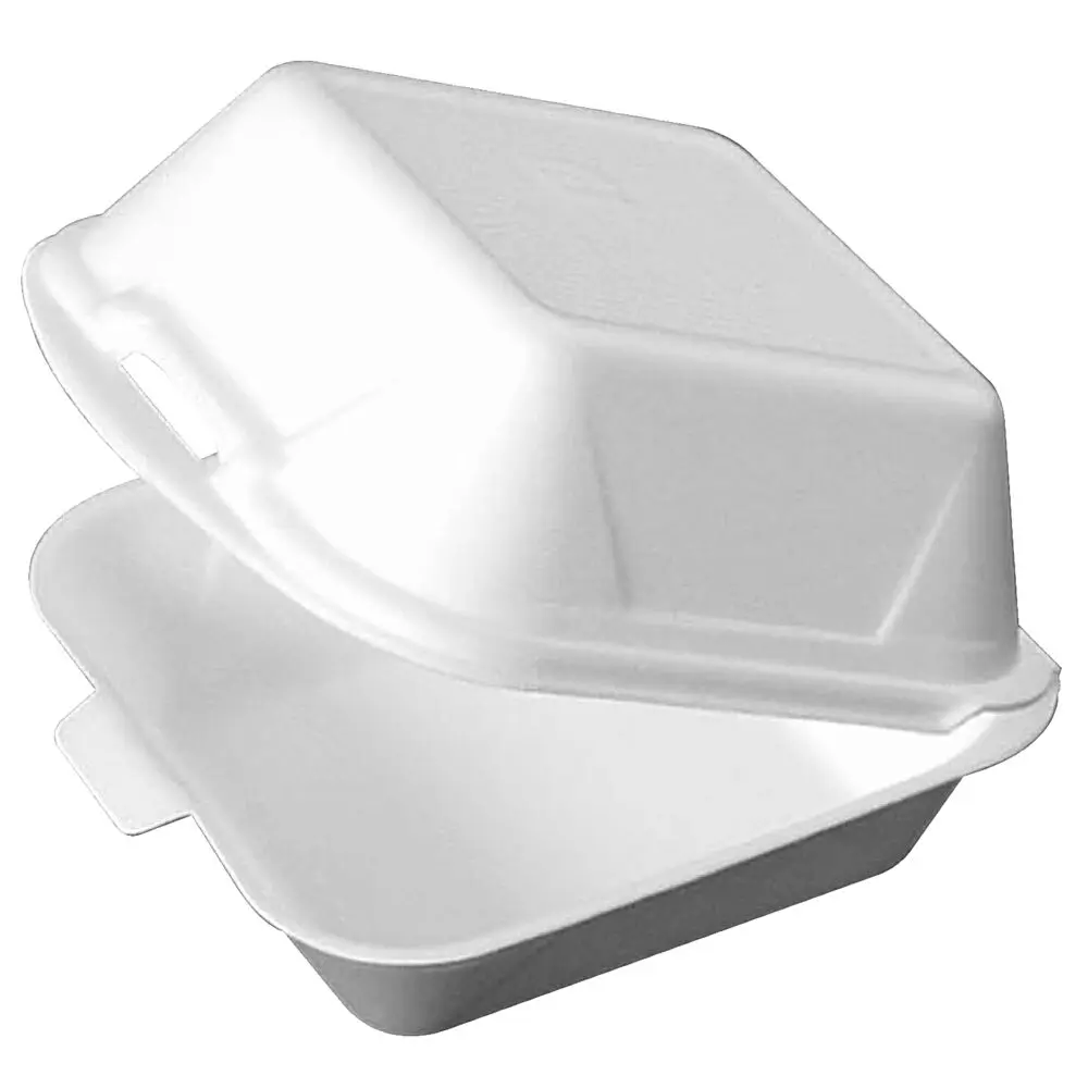 [576304] Burgerboks, 15,5x15,5x8cm, 1900 ml, hvid, XPS, med hængslet låg, medium (500 stk/krt)