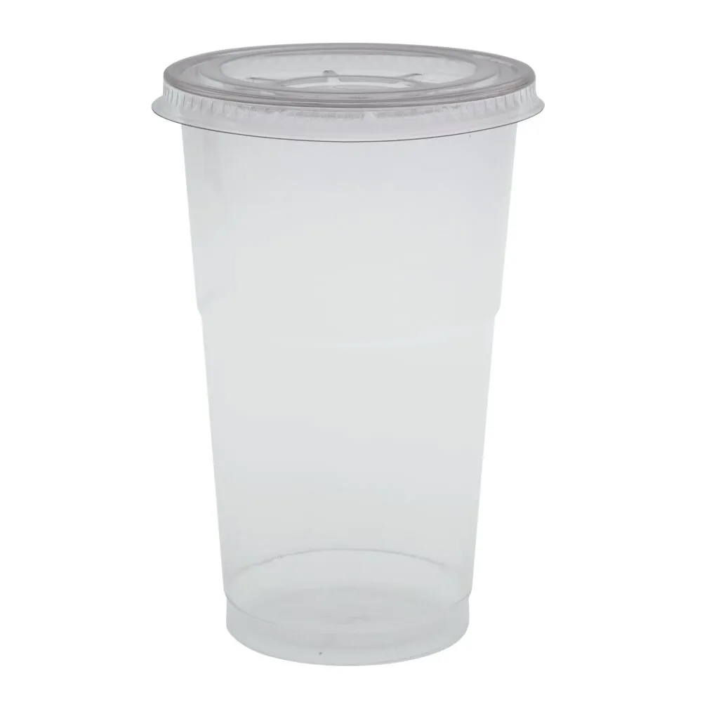 Låg, Ø9,5cm, klar, RPET, fladt med kryds (800 stk/krt)