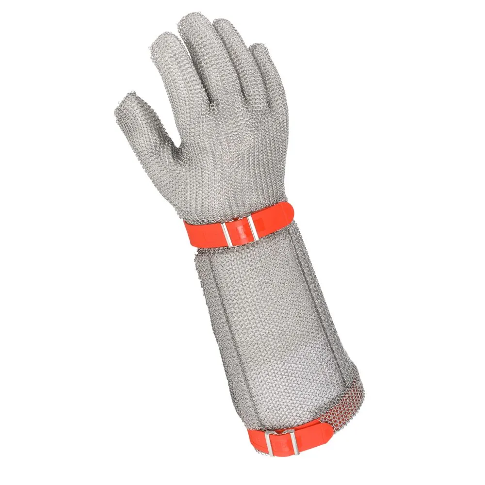 Brynjehandske, Niroflex Easyfit, L, blå, stål, med manchet, med strammebånd (1 stk/pk)