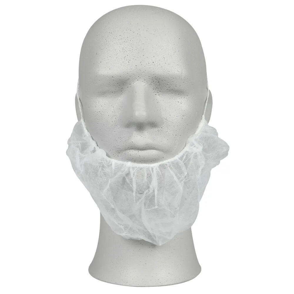 Skægbind, One size, 11x25cm, 16 gsm, hvid, PP, usteril, med elastik omkring hovedet, engangs (100 stk/pk)
