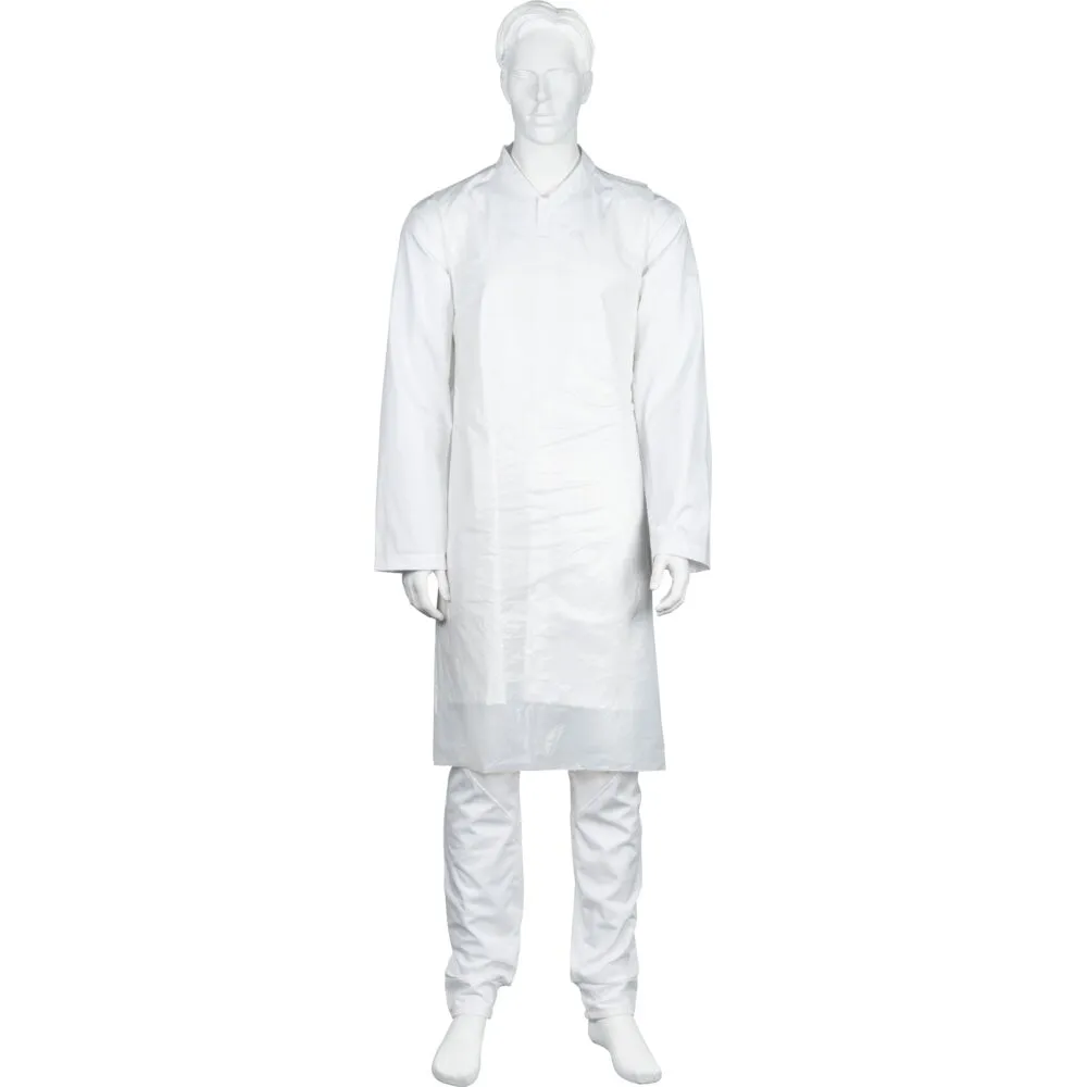 Engangsforklæde, 130x80cm, 30 micron, hvid, LDPE, stor dispenser, usteril, engangs (500 stk/krt)