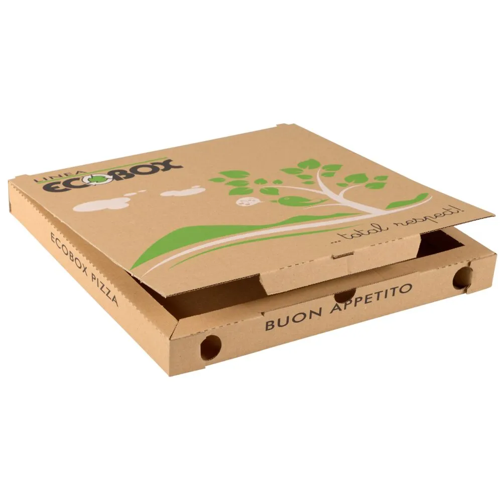 Pizzaæske, Ecobox, 32x32x3cm, brun, pap (100 stk/krt)