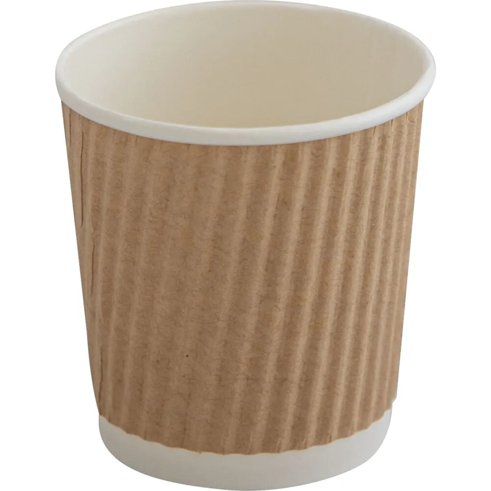[1999913353] Kaffebæger, 6,4cm, Ø6,2cm, 10 cl, brun, pap/PE, 4 oz, ripple wall (1000 stk)