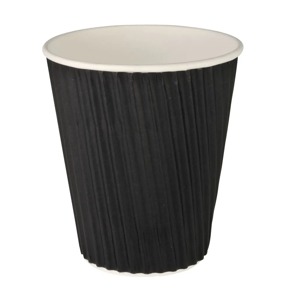 Kaffebæger, 11cm, Ø9cm, 36 cl, 40 cl, sort, pap/PE, 12 oz, ripple wall light (500 stk/krt)