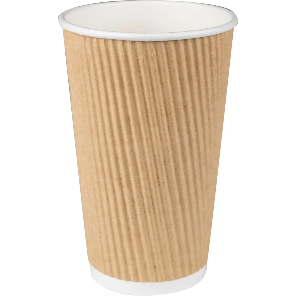 [1999902159] Kaffebæger, 13,5cm, Ø9cm, 48 cl, brun, pap/PE, 16 oz, ripple wall (500 stk)