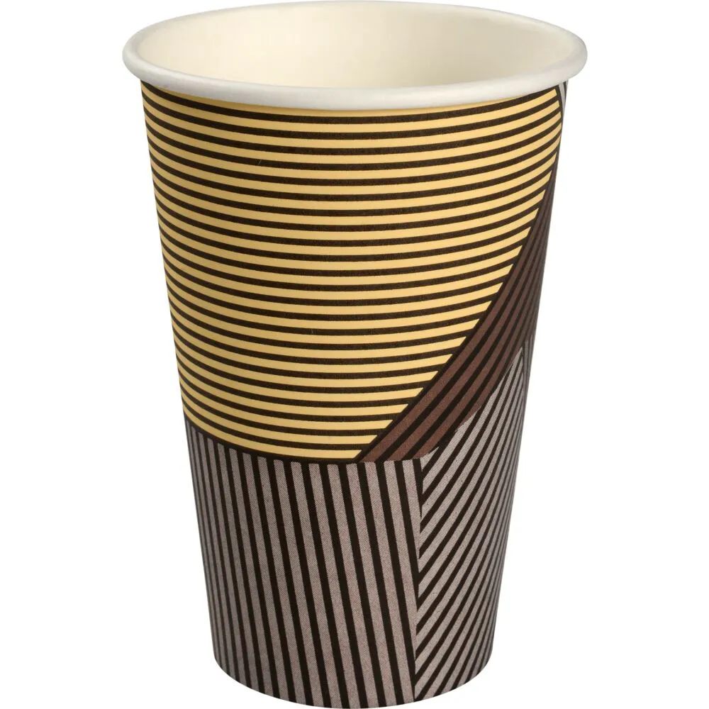 Kaffebæger Lines, 11,5cm, Ø8cm, 33 cl, 36 cl, brun, pap/PE, 11 oz (1000 stk/krt)