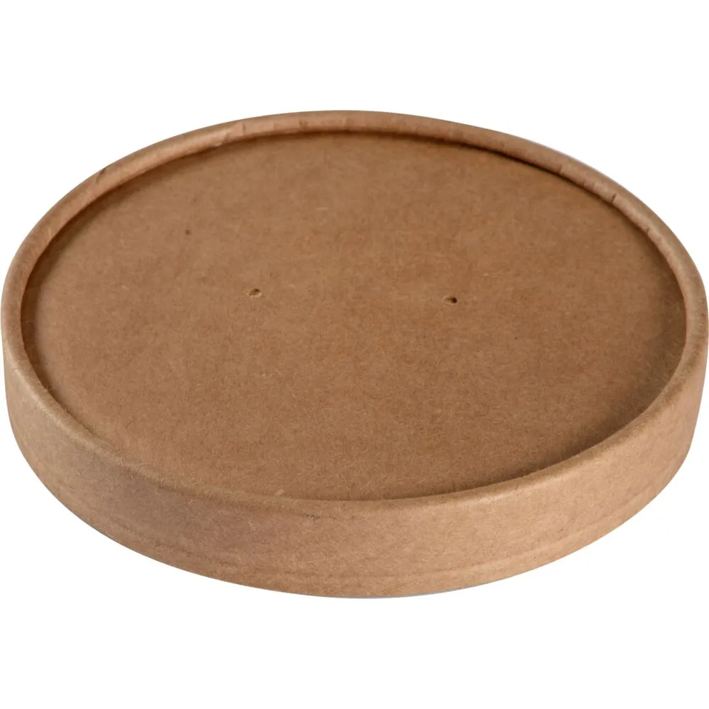 Låg, Ø11,5cm, brun, kraft/PE, til 12-32oz bæger (500 stk/krt)