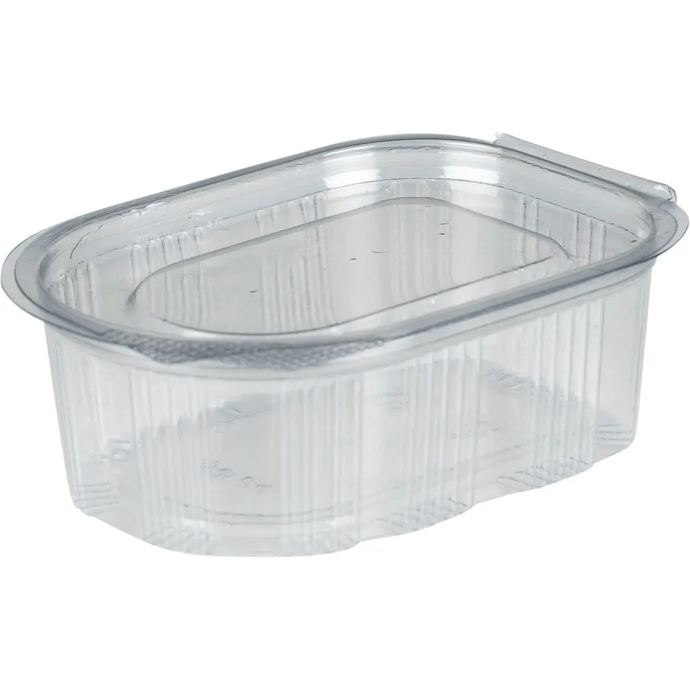 Portionsbæger, 6x5,5x3cm, 50 ml, klar, RPET, med hængslet låg (1000 stk/krt)