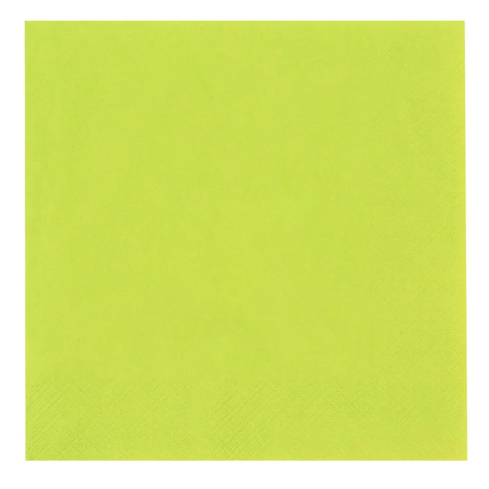 Middagsserviet, 3-lags, 1/4 fold, 40x40cm, limegrøn, nyfiber (1400 stk/krt)