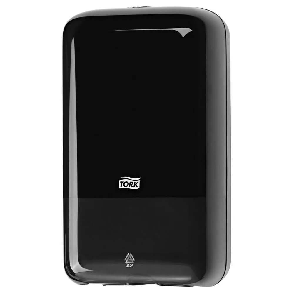 [117575] Dispenser, Tork T3, 12,8x15,9x27,1cm, sort, plast, til toiletpapir i ark (1 stk)