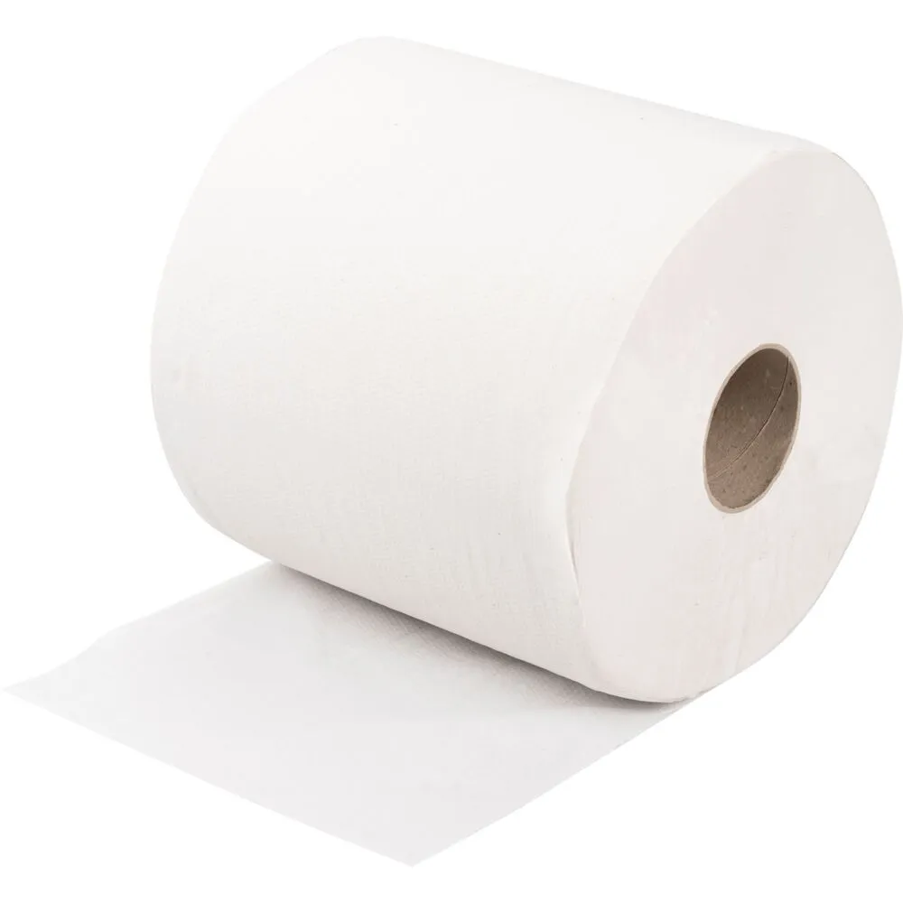 Værkstedsrulle, 1-lags, 450m x 23,6cm, Ø25cm, hvid, genanvendt papir (2 rl/krt)