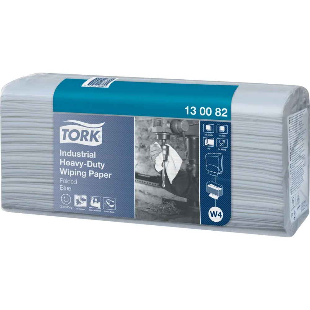 Industriaftørring, Tork W4, 3-lags, 32,4x38,5cm, 10,8 cm, blå, nyfiber (500 stk/krt)
