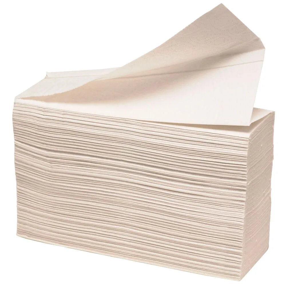 Håndklædeark, Care-Ness Excellent Plus, 2-lags, W-fold, 32x20,3cm, 8 cm, hvid, nyfiber (2000 ark/krt)