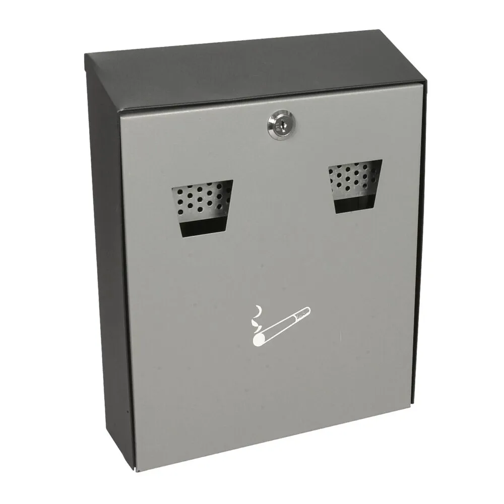 Askebæger, V-Part, sort, pulverlakeret stål, med inderspand, brændhæmmende, til udendørs vægmontering (1 stk/krt)