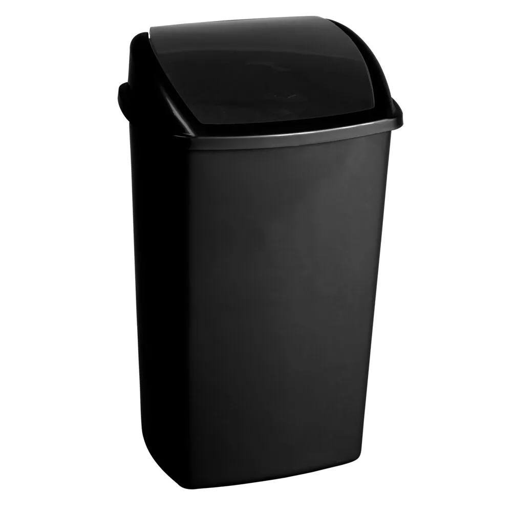 Affaldsspand, V-Part, sort, plast, 50 l, med sving låg, forberedt til vægmontering (1 stk/krt)