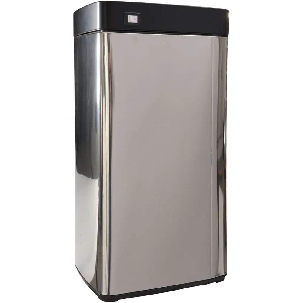 [1000005981] Affaldsspand, stål, rustfrit stål, 45 l, sort låg, med sensorfunktion (1 stk)
