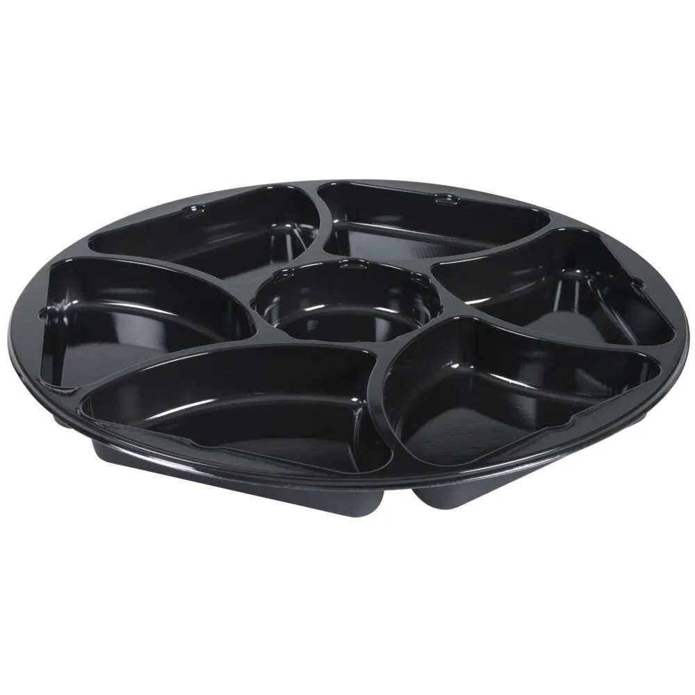 Plastbakke, 2,5cm, Ø32cm, 1400 ml, sort, CPET, 7-rums (150 stk/krt)