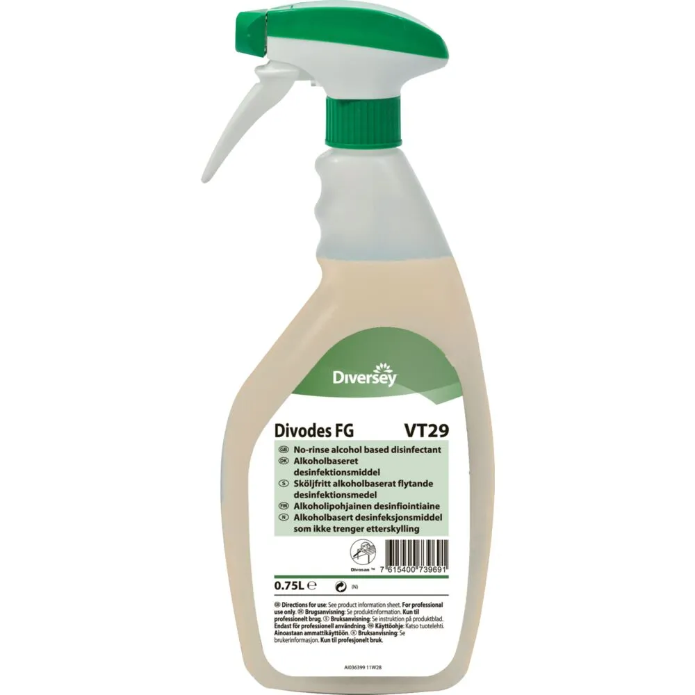 Desinfektion, Diversey Divodes FG VT29, 750 ml, alkoholbaseret (6 stk/krt)