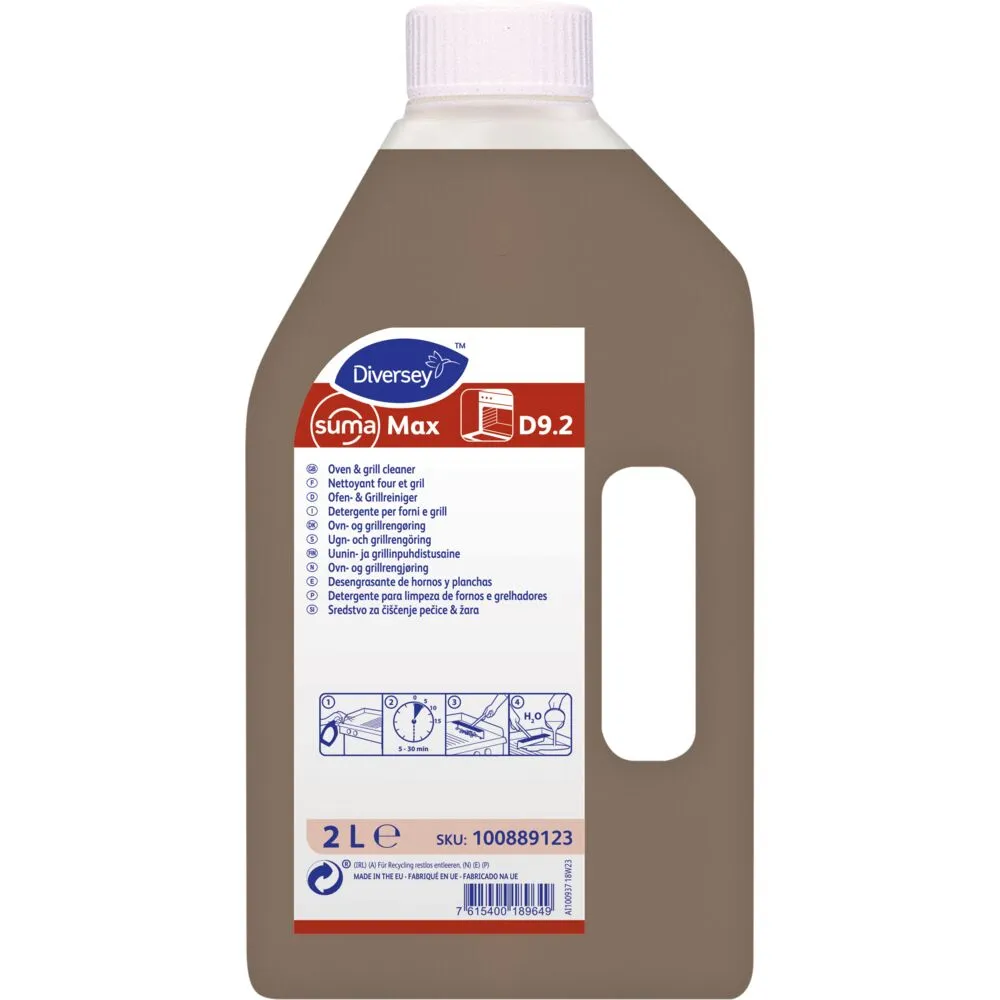 Ovn- og grillrengøring, Diversey Suma Max D9.2, 2 l, klar-til-brug, med farve, uden parfume (6 stk/krt)