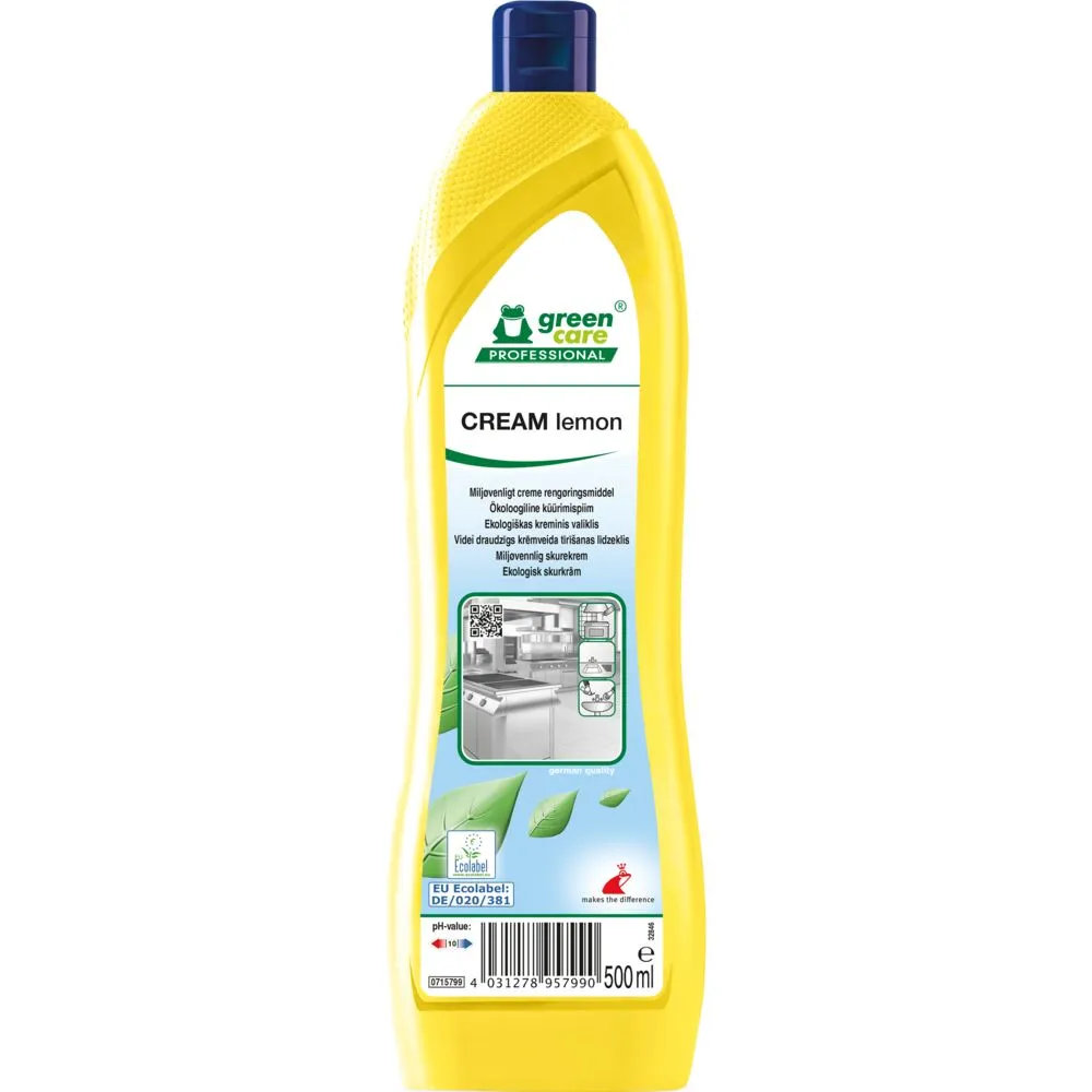 Skurecreme, Green Care Professional CREAM Lemon, 500 ml, uden farve, med parfume (10 stk/krt)