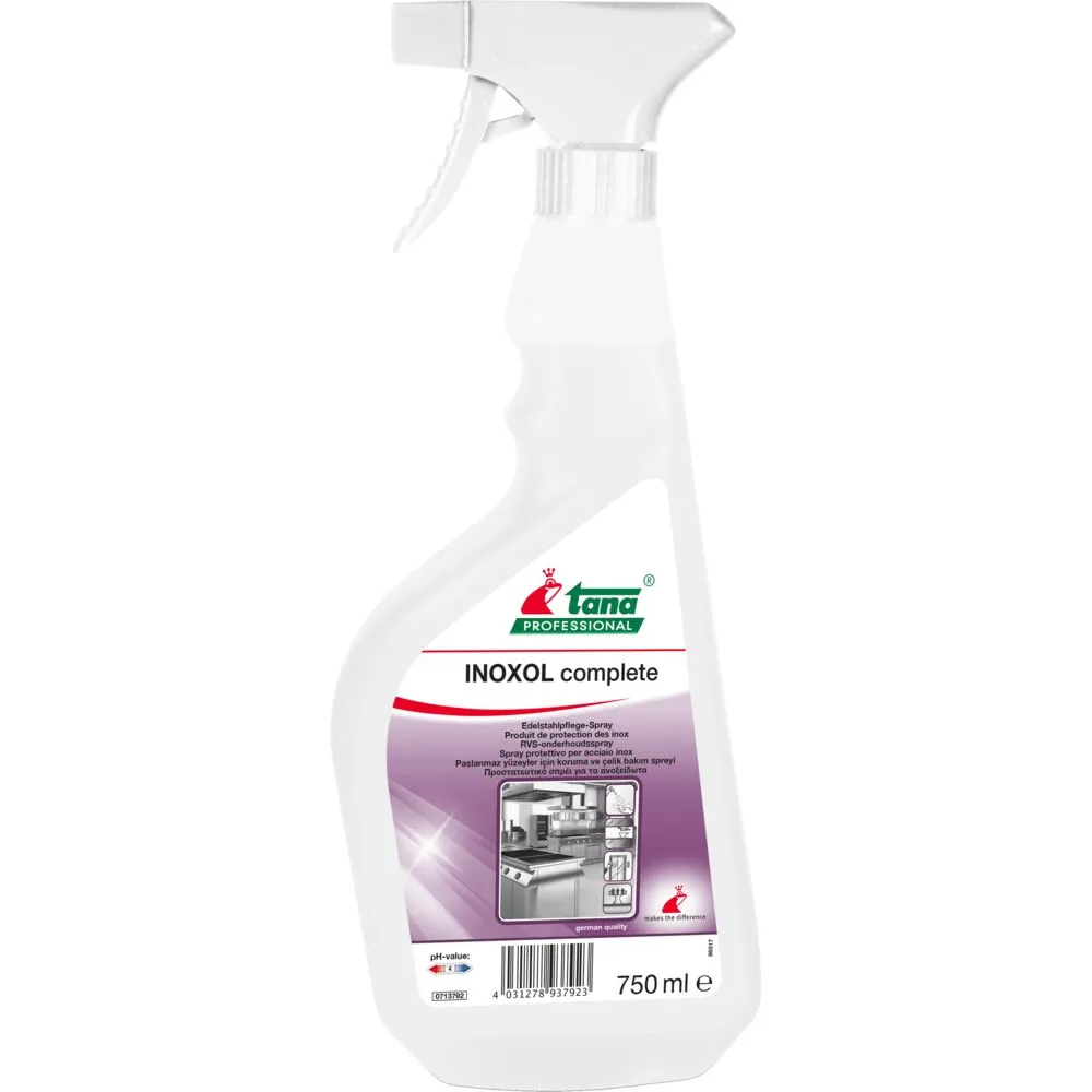 Stålpleje, Tana Professional INOXOL Complete, 750 ml, klar-til-brug, oliebaseret, uden farve og parfume (10 stk)
