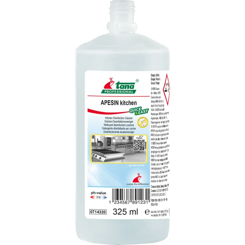 [1000008103] Overfladedesinfektion, Tana Professional APESIN Kitchen, 325 ml, til Quick & Easy, uden farve og parfume (6 stk/krt)