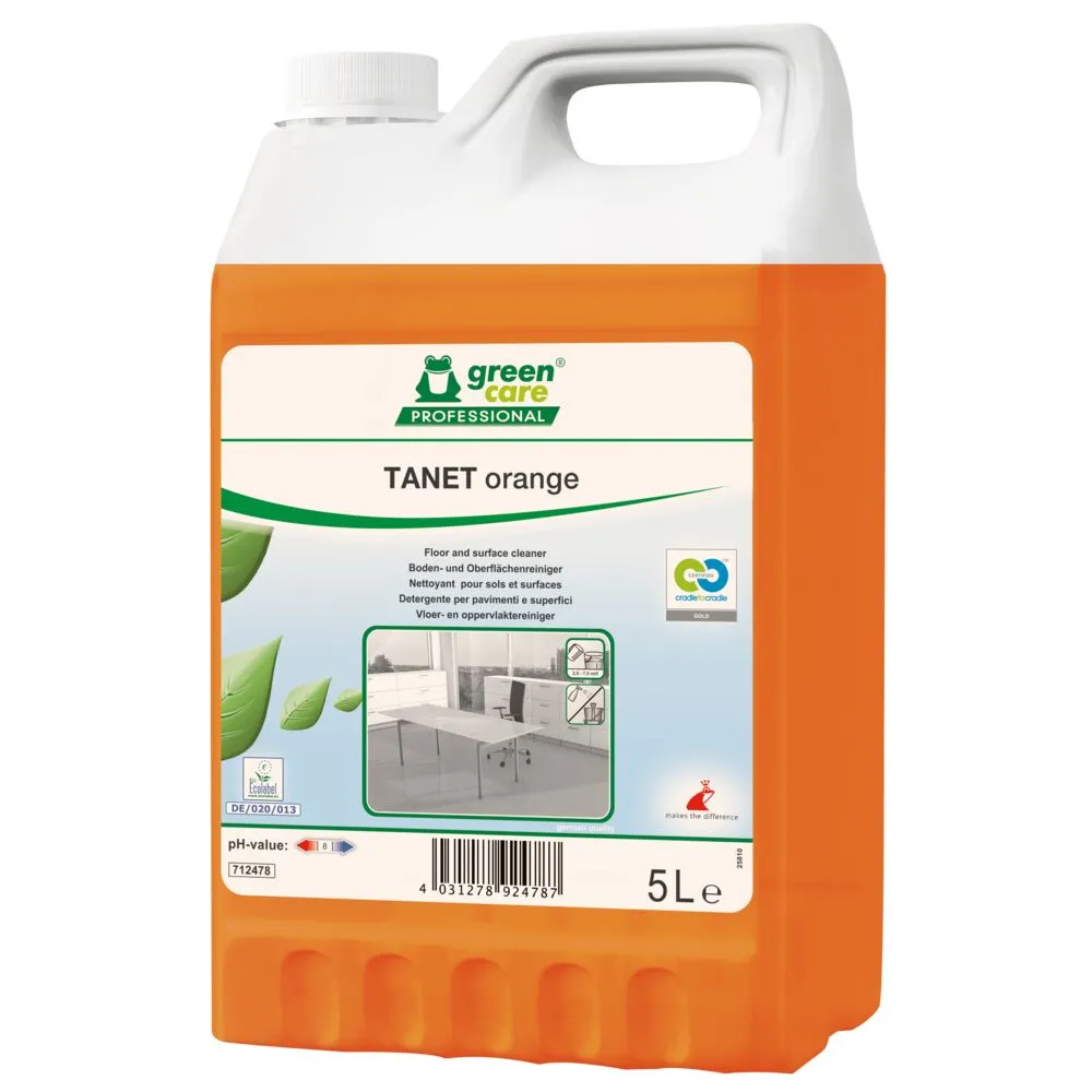 Gulvrengøring, Green Care Professional TANET Orange, 5 l, uden voks, med farve og parfume (2 stk/krt)