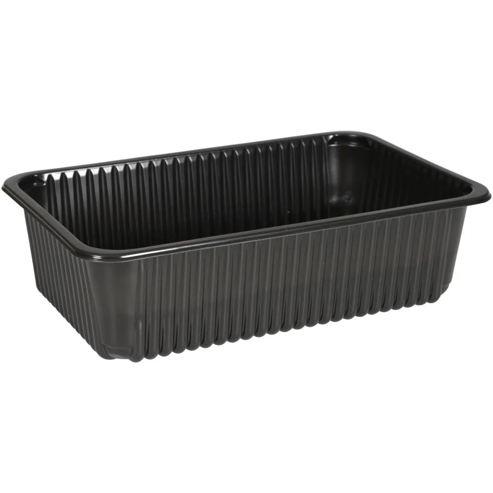 [1000013374] Kødbakke, 27,5x17,5x7,5cm, sort, PP, 1-rums (160 stk/krt)