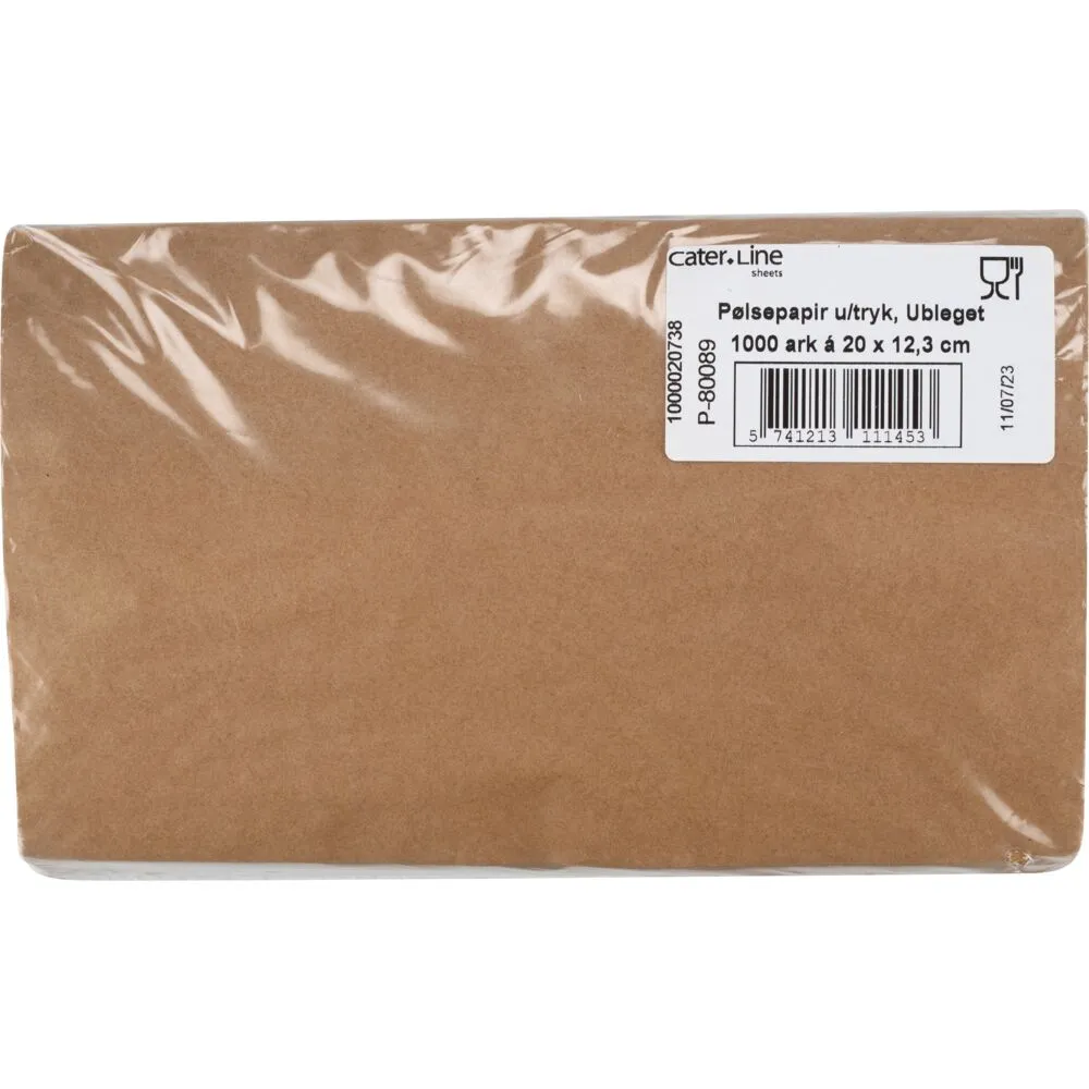 Pølsepapir, Rul-let, 20x12,5cm, ubleget, papir/virgin, (10.000 ark/krt)