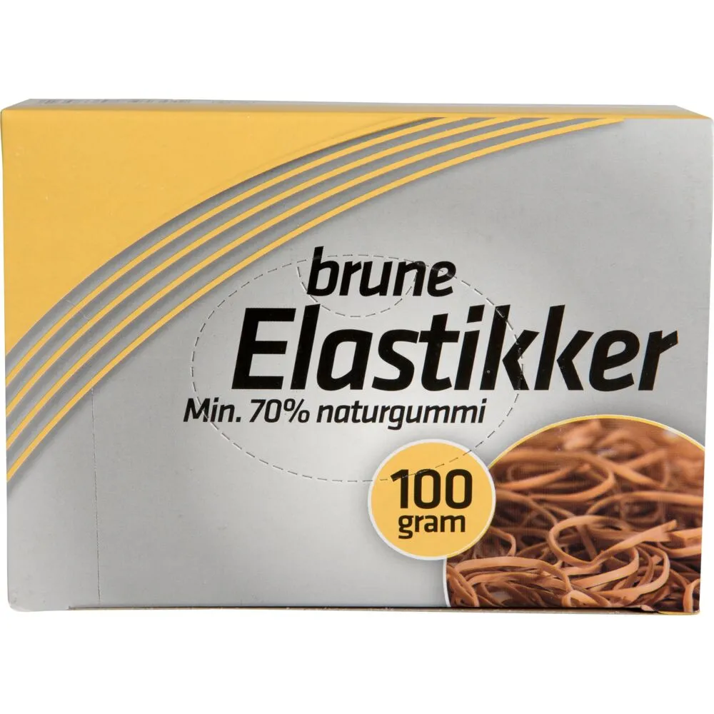 Elastikker, Consumer, brun, i æske a 100 g (16 pk/krt)