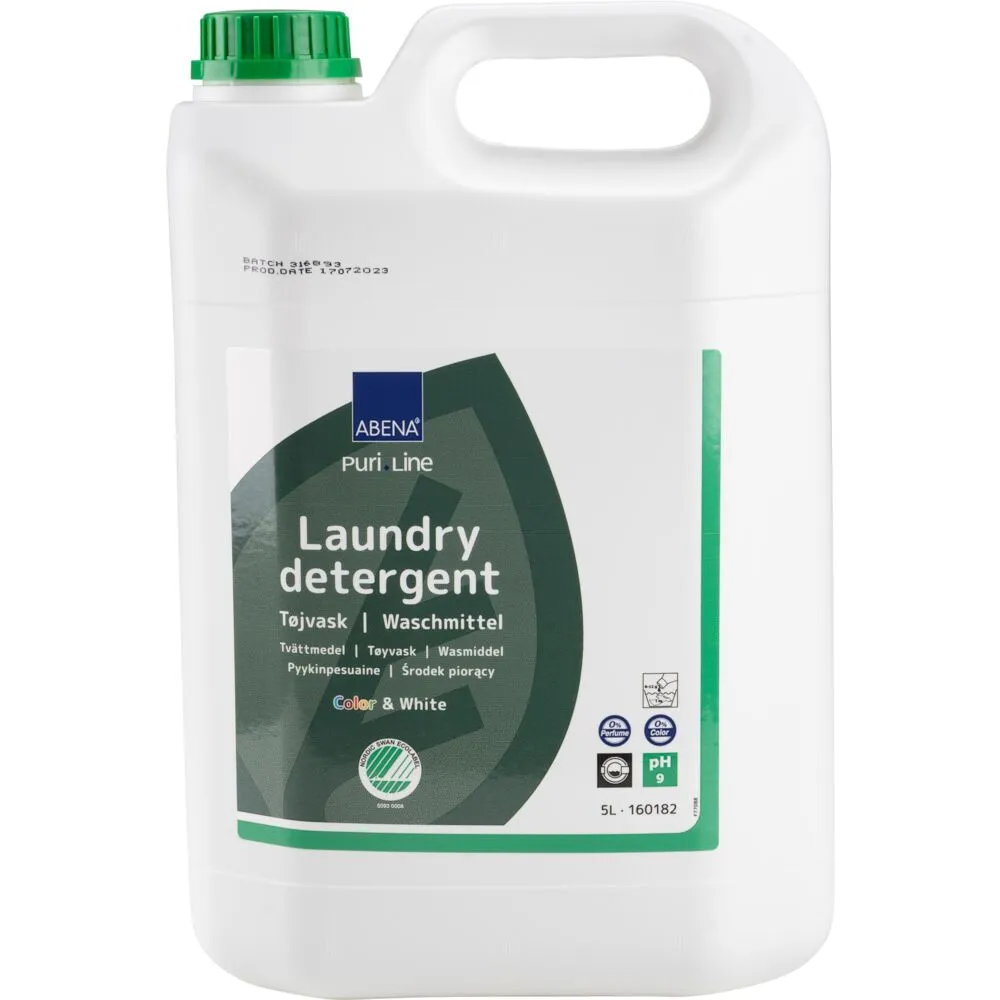 Tøjvask, ABENA Puri-Line, 5 l, kulørt og hvidt, uden farve og parfume (2 stk/krt)