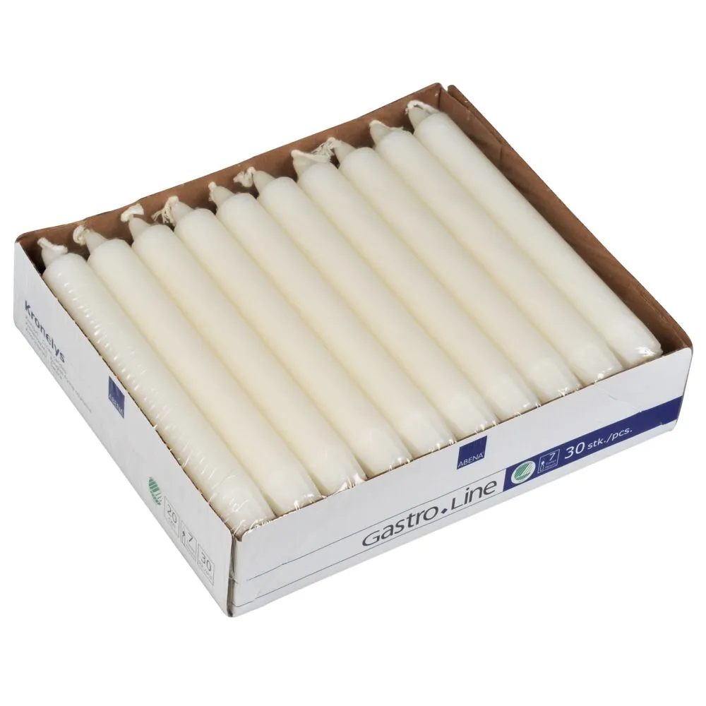 Kronelys, 20cm, Ø2,2cm, hvid, 7 timer, stearin (150 stk/krt)