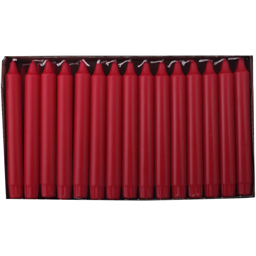 Kronelys, 20cm, Ø2,3cm, rød, 8 timer, stearin (150 stk/krt)